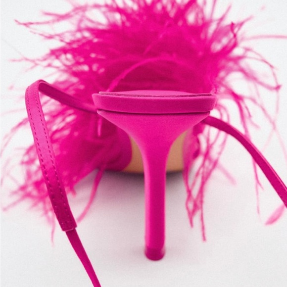 Brand new Zara fuchsia feather heels - Picture 4 of 7